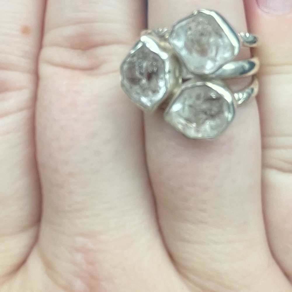 Size 7 herkimer diamond gemstone ring set in 925 sterling silver.